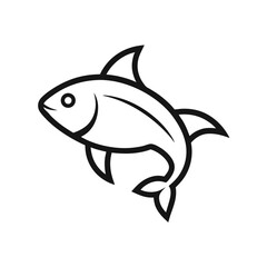 Simple outline illustration of a fish with fins and tail on a white background drawing
