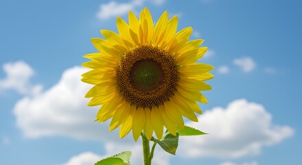 Obraz premium Vibrant sunflower blossoms against a bright blue sky background