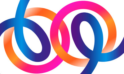 Abstract Background Design with Color Curve Lines. Vector 3D Gradient Shapes. Wavy and Spiral Ribbons. Dynamic Lines with Color Gradation