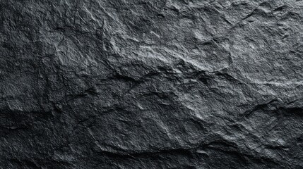 Fototapeta premium A close-up view of a black stone surface showcases its unique textures and natural patterns. Soft light highlights the lines and creases of the stone adding depth and interest.