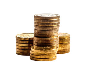 Stacks of gold and silver coins on black background, financial wealth shown