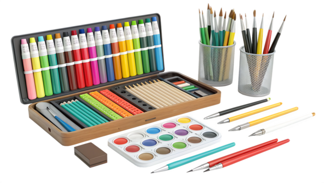 color pencils and brushes - Powered by Adobe
