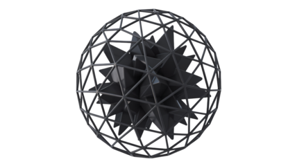 Intricate geometric sphere structure symbolizing innovation and technology