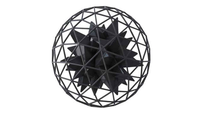 Intricate geometric sphere structure symbolizing innovation and technology