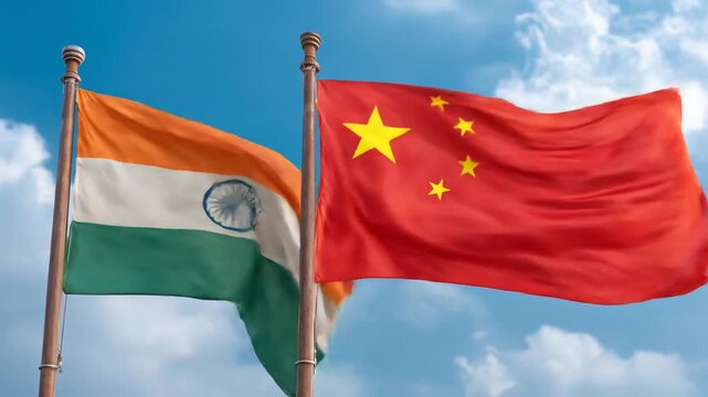 Two flags of different countries, one orange, white, green, and the other red with yellow stars