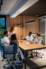 Diverse business team discussing innovative project strategy