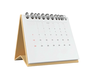 A gold-backed calendar with a white face showing dates, isolated on black