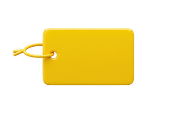 Isolated yellow tag with string, perfect for pricing or branding identity; blank, clean