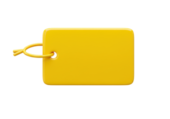 Isolated yellow tag with string, perfect for pricing or branding identity; blank, clean