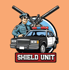 Illustration of police car with cartoon style © harrisaputra