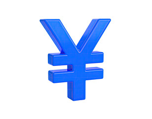 Obraz premium A 3D rendered, blue currency symbol representing the Japanese Yen, isolated
