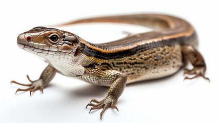 Fototapeta premium Juvenile Broad-Headed Skink (Plestiodon laticeps) isolated on white background isolated on white background