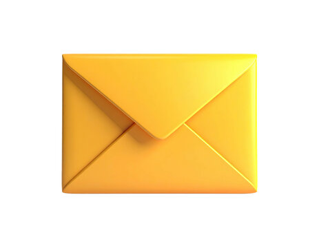 A 3D-rendered, square envelope in golden yellow, floating on black