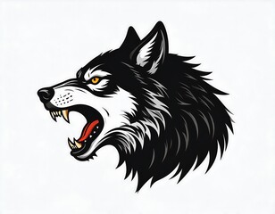 Ferocious Wolf Portrait Illustration.
