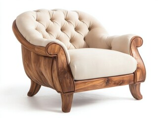 Stylish and comfortable armchair featuring a wooden frame and soft upholstery designed for living room decor