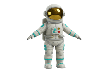 Isolated, astronaut costume in full uniform, futuristic spaceman explores the universe, space dream