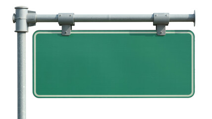 Blank green road sign ready for custom text and directional information