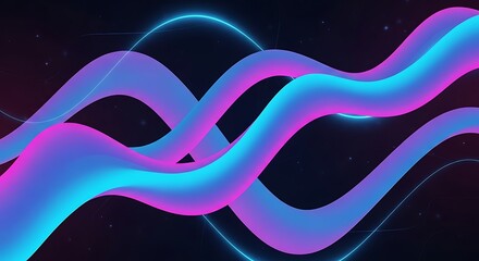 A mesmerizing display of vibrant, intertwining waves, bathed in a neon glow, dances across a dark canvas, creating a captivating spectacle of light and form, a symphony of color and motion