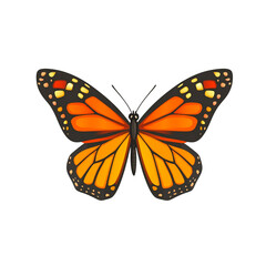 Fototapeta premium Monarch butterfly with orange wings isolated on transparent background.