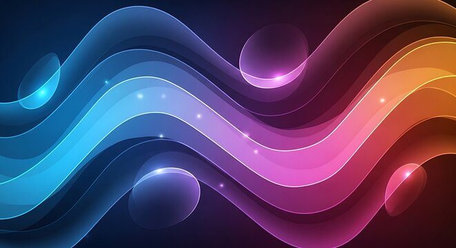 A mesmerizing abstract background featuring vibrant, flowing waves of color that transition from cool blues and purples to warm oranges and yellows, creating a dynamic and energetic feel