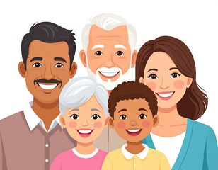 Happy Diverse Family Portrait.