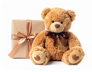 Obraz premium teddy bear with gift box
