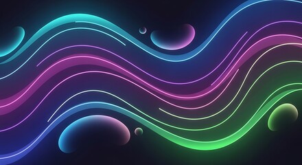 A mesmerizing display of vibrant neon waves gracefully undulating across a dark canvas, creating a captivating visual symphony of light and color, evoking a sense of futuristic energy