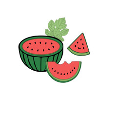 Watermelon slice vector. Fresh watermelon illustration. Juicy tropical fruit art. Summer fruit vector. Watermelon clipart isolated. Tropical fruit illustration. Fresh fruit graphic design. 