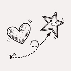 stag heart retro cartoon arrow  nature