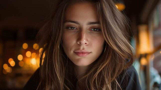 Inner Serenity: A young woman, bathed in soft, natural light, gazes pensively, her expression reflecting inner peace and quiet contemplation.