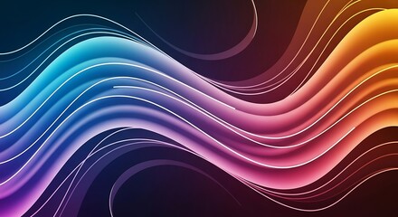A vibrant abstract wave design featuring a gradient of colors flowing smoothly across the frame, creating a dynamic and visually appealing composition with a sense of movement and energy