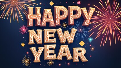 Colored text "HAPPY NEW YEAR"