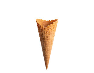 Close-up of an empty waffle cone against a solid black background