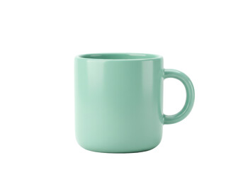 Isolated teal ceramic mug with handle ideal for coffee or tea stands alone in the scene