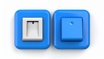 blue and white bell button on the white 