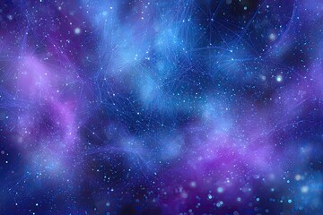 Abstract representation of a nebula with connecting dots and glowing particles