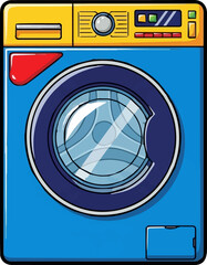  Illustration of a Blue and Yellow Washing Machine