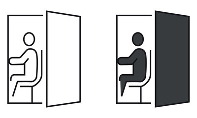 ATM , Bank Booth With Man Icon Design Vector