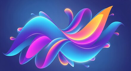 An abstract and vibrant fluid design featuring a mesmerizing blend of blue, purple, orange, and yellow hues, creating a dynamic and eyecatching composition on a dark blue background