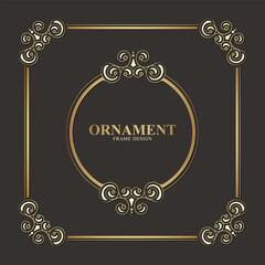 Elegant Golden Ornament Frame with Floral Decoration and Circular Shape