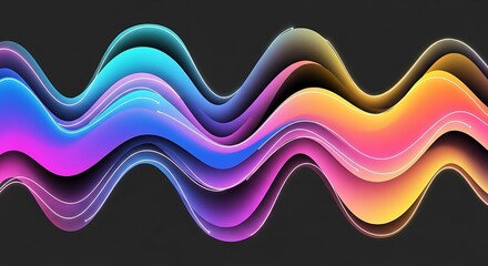 A mesmerizing display of undulating waves showcases a vibrant spectrum of colors, blending seamlessly from deep blues and purples to warm oranges and pinks, creating a visually stunning effect