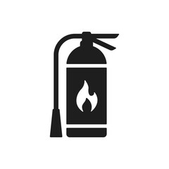 Black Flat Fire Extinguisher Safety Equipment Icon