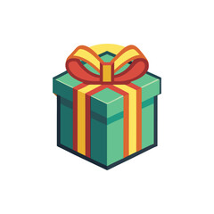 Minimalist Gift Box Icon | Flat Present Symbol for Birthday and Christmas