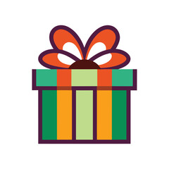 Minimalist Gift Box Icon | Flat Present Symbol for Birthday and Christmas