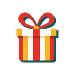 Minimalist Gift Box Icon | Flat Present Symbol for Birthday and Christmas