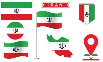 Iran Flag Vector Set  National Symbol Collection in Different Styles