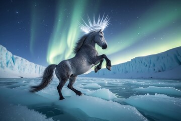 Fototapeta premium Horse with a crown of ice on its head