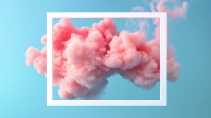 Pink smoke art within a white frame