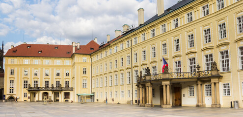 Panorama of the cathedral square in the castle area of Prague, Czechia