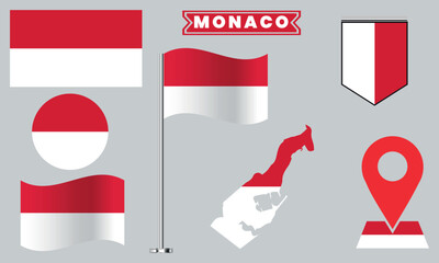 Monaco Flag Vector Set Collection National Symbol Designs